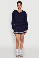 Womens Varsity Stripe High Waisted Pleated Skirt,