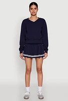 Womens Varsity Stripe High Waisted Pleated Skirt,