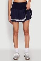 Womens Varsity Stripe High Waisted Pleated Skirt,
