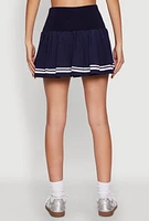 Womens Varsity Stripe High Waisted Pleated Skirt,