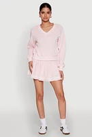 Womens Varsity Stripe High Waisted Pleated Skirt, Pink, Size L