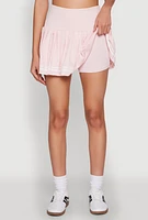 Womens Varsity Stripe High Waisted Pleated Skirt, Pink, Size L