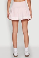 Womens Varsity Stripe High Waisted Pleated Skirt, Pink, Size L