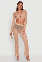 Womens Crochet Tie Front Crop Top,