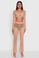 Womens Crochet Tie Front Crop Top,