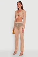 Womens Crochet Tie Front Crop Top,