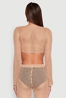 Womens Crochet Tie Front Crop Top,