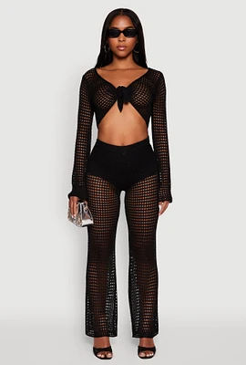 Womens Crochet Straight Leg Pants,