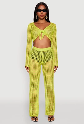 Womens Crochet Straight Leg Pants,