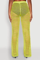 Womens Crochet Straight Leg Pants, Green,
