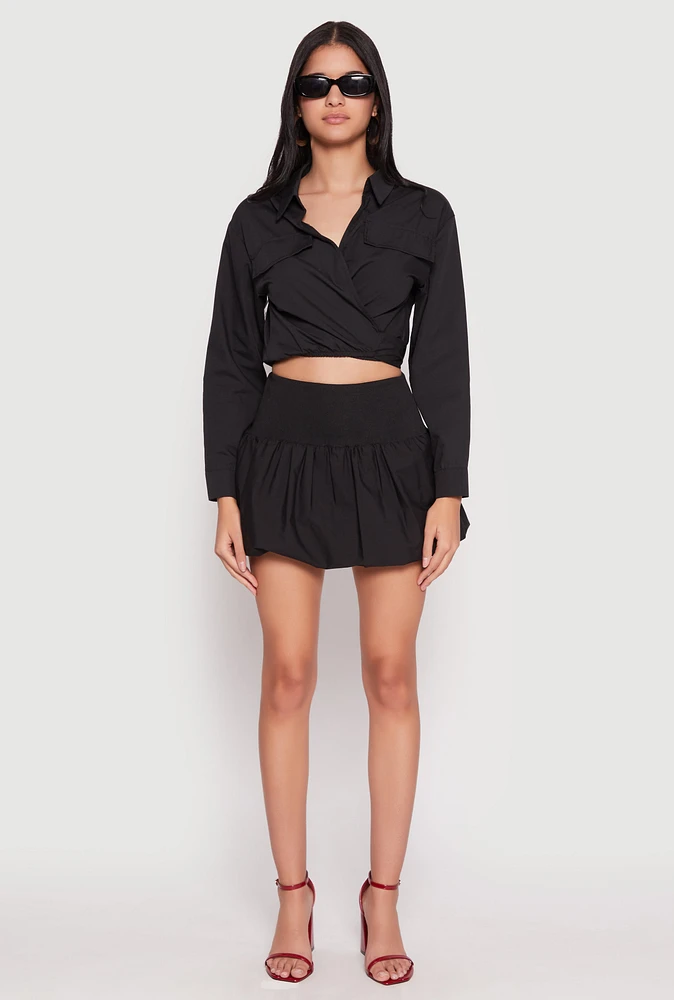 Womens Poplin Mini Bubble Skirt, M