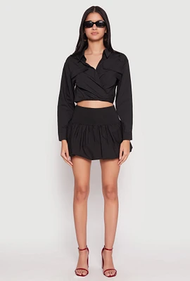 Womens Poplin Mini Bubble Skirt, M