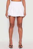 Womens Poplin Mini Bubble Skirt, White, Size L