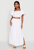 Womens Poplin Maxi Skirt, White, Size XL