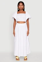 Womens Poplin Maxi Skirt, White, Size XL