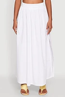 Womens Poplin Maxi Skirt, White, Size XL
