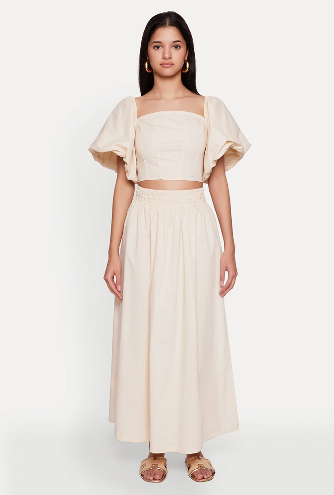 Womens Poplin Maxi Skirt, Khaki, Size XL
