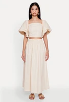 Womens Poplin Maxi Skirt, Khaki, Size XL