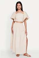 Womens Poplin Maxi Skirt, Khaki, Size XL