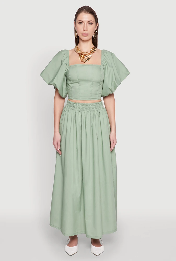 Womens Poplin Maxi Skirt, L