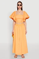 Womens Poplin Maxi Skirt, Orange, Size S