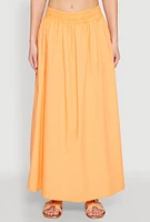 Womens Poplin Maxi Skirt, Orange, Size S