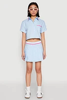 Womens Poplin Varsity Stripe Pleated Skirt,