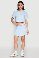 Womens Poplin Varsity Stripe Pleated Skirt,