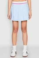 Womens Poplin Varsity Stripe Pleated Skirt,