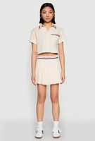 Womens Poplin Varsity Stripe Cropped Shirt, Beige, Size L