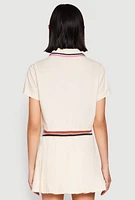 Womens Poplin Varsity Stripe Cropped Shirt, Beige, Size L