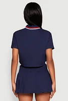 Womens Poplin Varsity Stripe Cropped Shirt, L