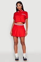 Womens Poplin Varsity Stripe Cropped Shirt, Red, Size S