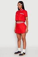 Womens Poplin Varsity Stripe Cropped Shirt, Red, Size S
