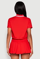 Womens Poplin Varsity Stripe Cropped Shirt, Red, Size S