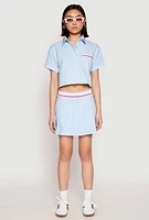 Womens Poplin Varsity Stripe Cropped Shirt, Blue, Size L