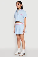 Womens Poplin Varsity Stripe Cropped Shirt,