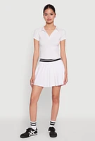 Womens Short Sleeve Polo Tee, White, Size S