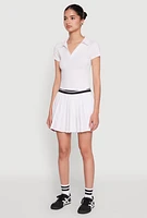 Womens Short Sleeve Polo Tee, White, Size S