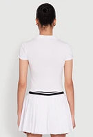 Womens Short Sleeve Polo Tee, White, Size S