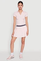 Womens Short Sleeve Polo Tee, Pink, Size L