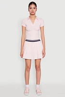 Womens Short Sleeve Polo Tee, Pink, Size L