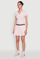 Womens Short Sleeve Polo Tee, Pink, Size L