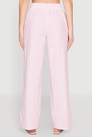 Womens Striped Drawstring Pants, Pink, Size M