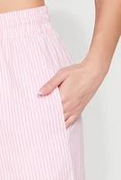 Womens Striped Drawstring Pants, Pink, Size M