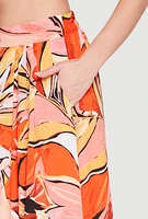 Womens Printed Pattern Pleated Maxi Skirt, Orange, Size S