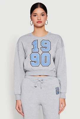 Womens Fleece Graphic Cropped Sweatshirt,