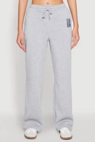 Womens Fleece Graphic Drawstring Sweatpants, Grey, Size M