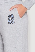 Womens Fleece Graphic Drawstring Sweatpants, Grey, Size M