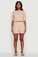 Womens Trendy Gauze Knit High Waisted Shorts,